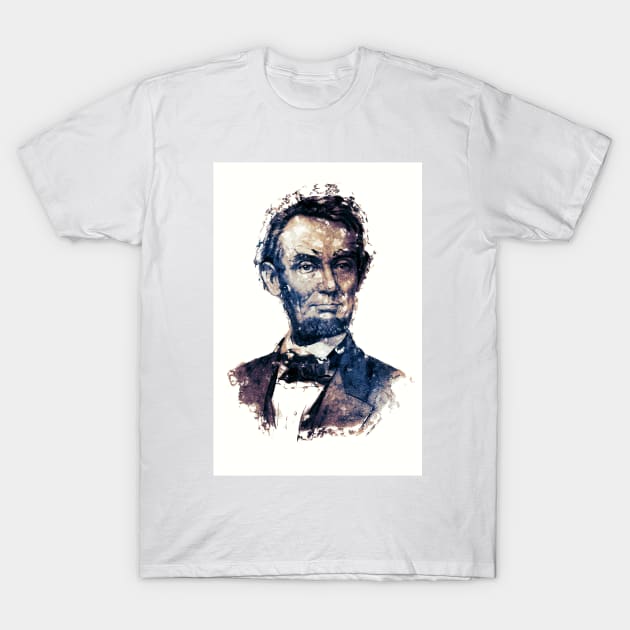 Abraham Lincoln the 16th American President Watercolor Portrait T-Shirt by Naumovski